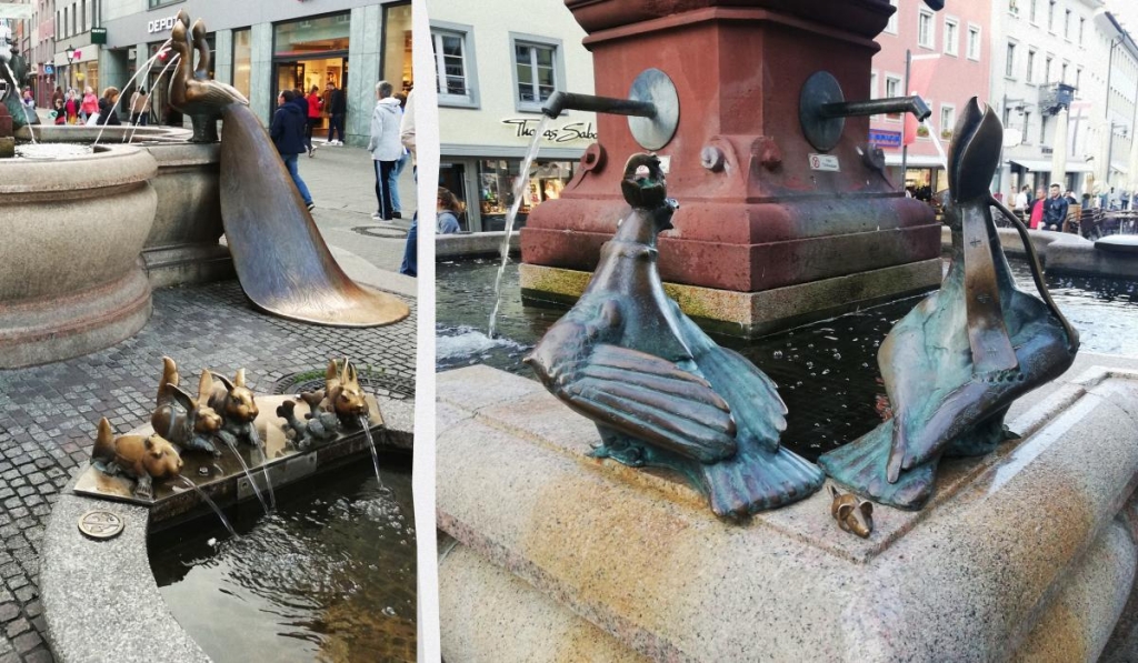 Констанц: німецьке місто з дивакуватими скульптурами на неосяжному Боденському озері 19 Фонтан "Кайзербрюннен" в Констанці / колаж