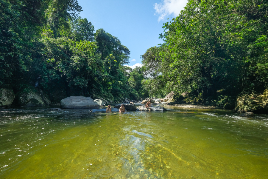 Водоспад у джунглях Водоспад, що спадає в зелені джунглі під час трекінгу до Загубленого міста