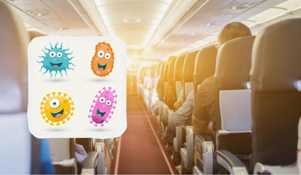 Краще не чіпати: туристам розповіли, який предмет у літаку є найбруднішим 1 У літаку туристам загрожує чимало мікробів / колаж ТА