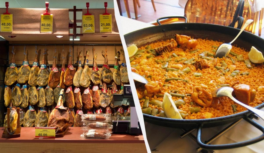 Шеф-кухарі розповіли, які страви варто спробувати в різних регіонах Іспанії 1 Хамон і паелья – одні з найвідоміших страв в Іспанії / колаж ТА
