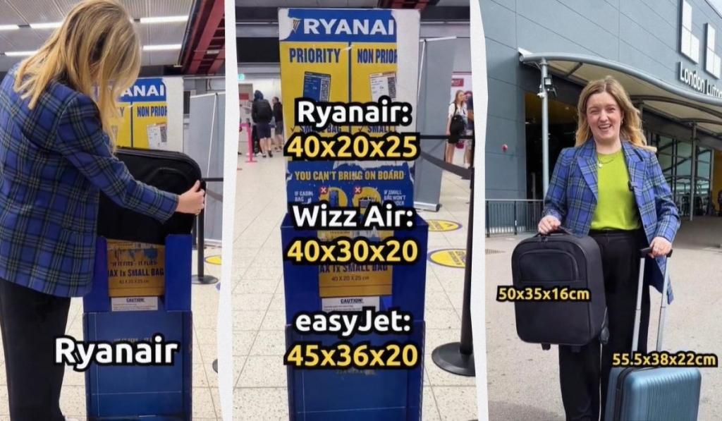 Туристка закликала забути про один тип ручної поклажі, якщо не хочеться проблем із Ryanair і Wizz Air 1 Валізи з коліщатками найчастіше не підходять як ручна поклажа / колаж ТА