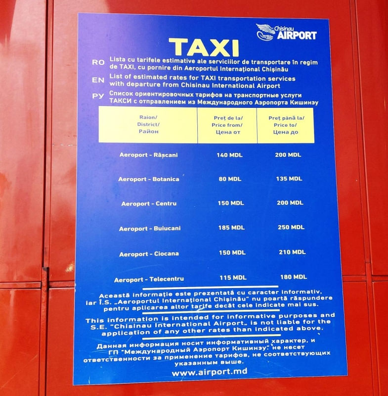 Особистий досвід: чи дійсно аеропорт Молдови – найзручніший для українців 7 Середні ціни на таксі до аеропорту "Кишинів" / фото Марина Григоренко