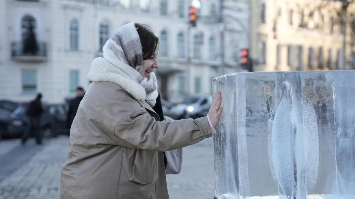 "Розтопи лід, аби зігріти серце": у центрі Києва з'явився незвичайниий арт-об'єкт (фото) 2 "Розтопи лід, аби зігріти серце": у центрі Києва з'явився незвичайниий арт-об'єкт (фото)