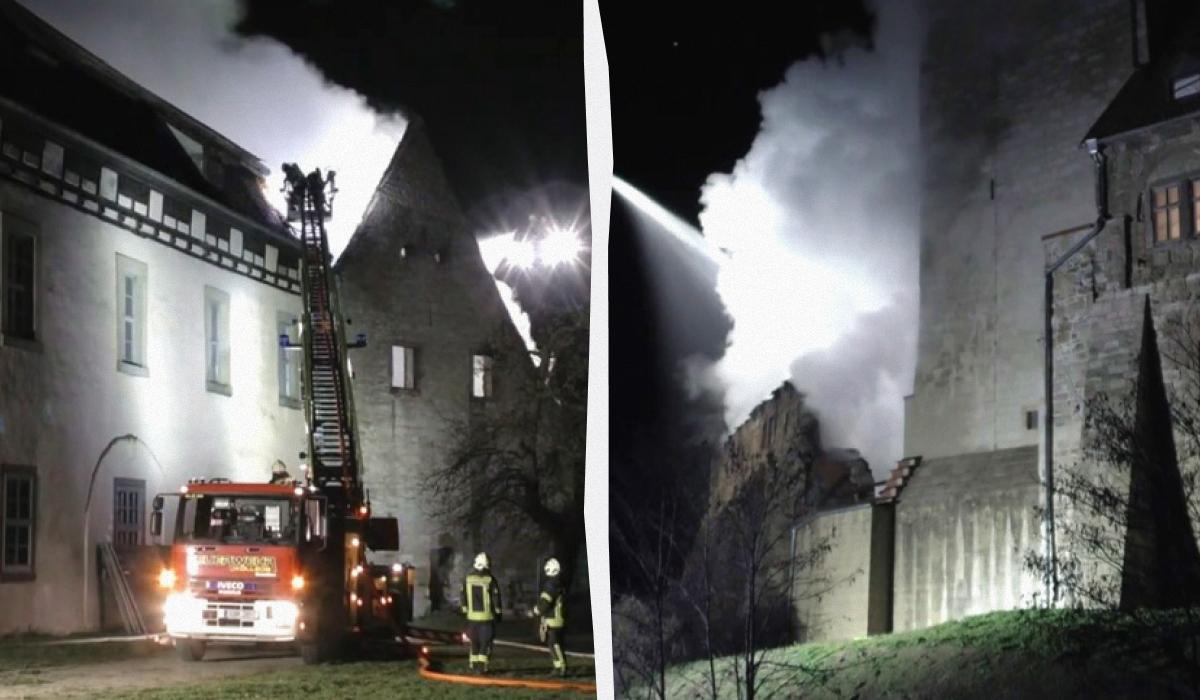 У Німеччині вогонь зруйнував частину історичної фортеці XII століття. 1 У Німеччині пожежа знищила частину історичного замку 12-го століття